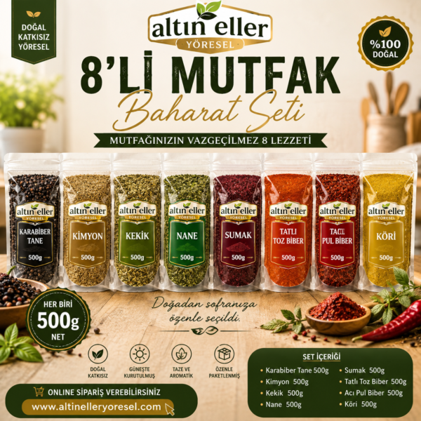 8’li Mutfak Baharat Seti 4 KG | 8 Çeşit Baharat 500 g